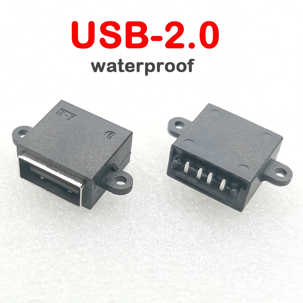 Waterproof USB 2.0 Charging USB Connector built-in interface Port Jack Socket 4pin female sink board 3.0mm supports high current