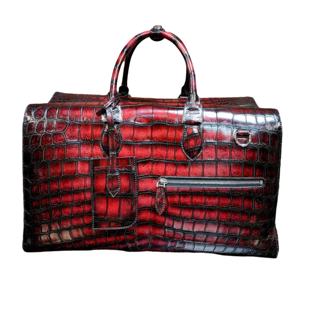 New authentic crocodile leather men's travel bag women's large-capacity real crocodile leather shoulder bag brand travel handbag