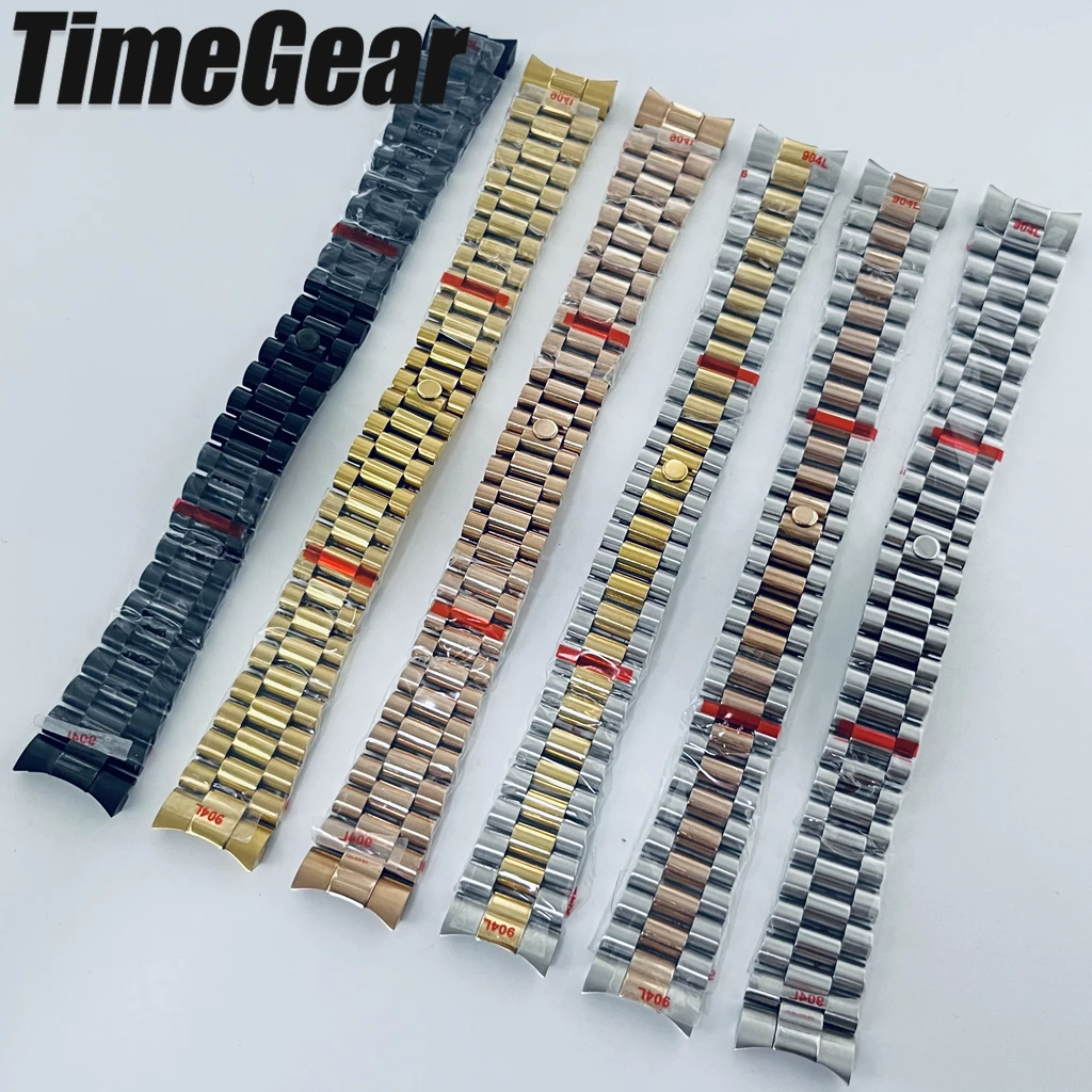    Hochwertiges 20mm Silber/Schwarz/Gold/Roségold Präsidenten-Armband aus 904L Edelstahl mit Gleitverschluss