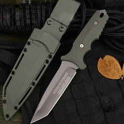 Outdoor camping straight knife, portable high-hardness knife, multi-functional mountaineering knife, survival knife tactical kni