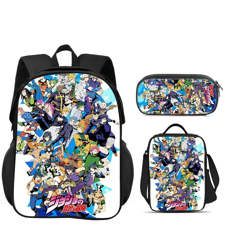 JoJo's Bizarre Adventure 3pcs Set Backpack Pen Bag ice Bag Durable Trendy Versatile School Boy and Girl Birthday Best Gift