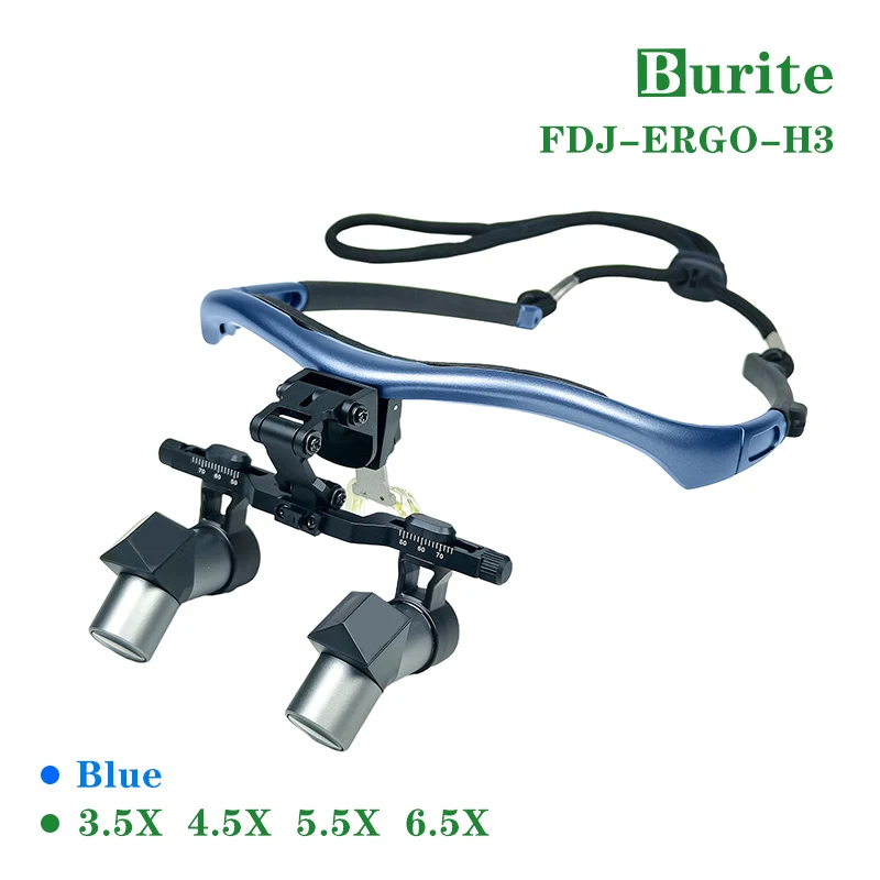 

Burite New Ergo 3.5X4.5X5.5X6.5X flip-up loupes kepler Binocular Dental Magnifier Surgery Operation Titanium metall lens