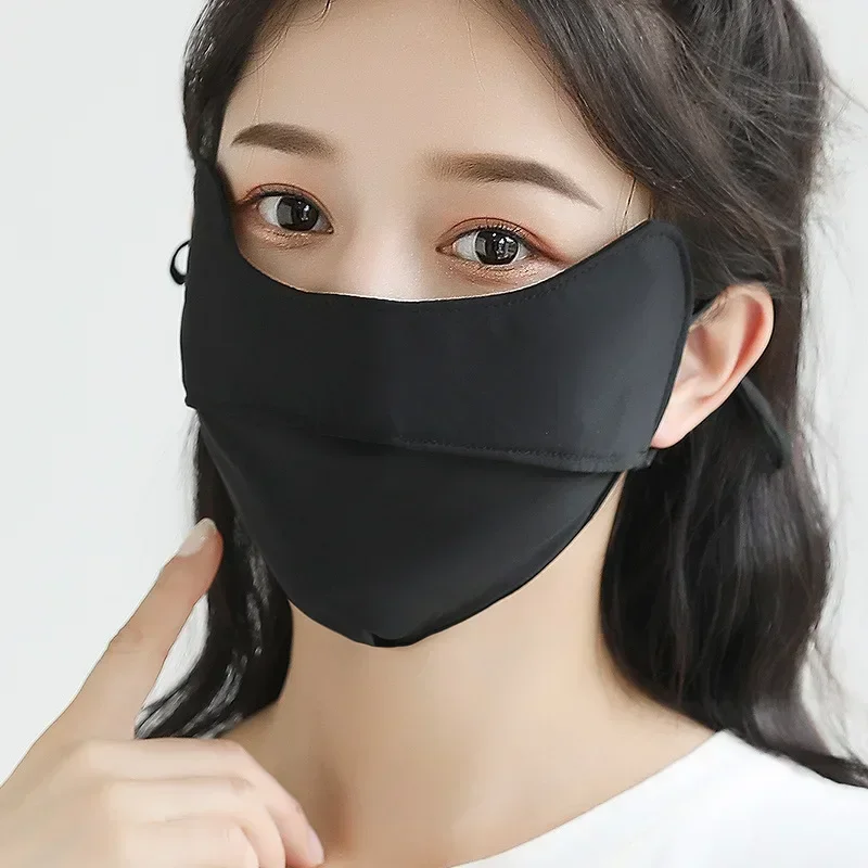 Sommer-Sonnenschutzmaske aus Eisseide mit dünnem Abschnitt, atmungsaktiv, staubdicht, Augenschutz, Gesichtsmaske für den Außenbereich
