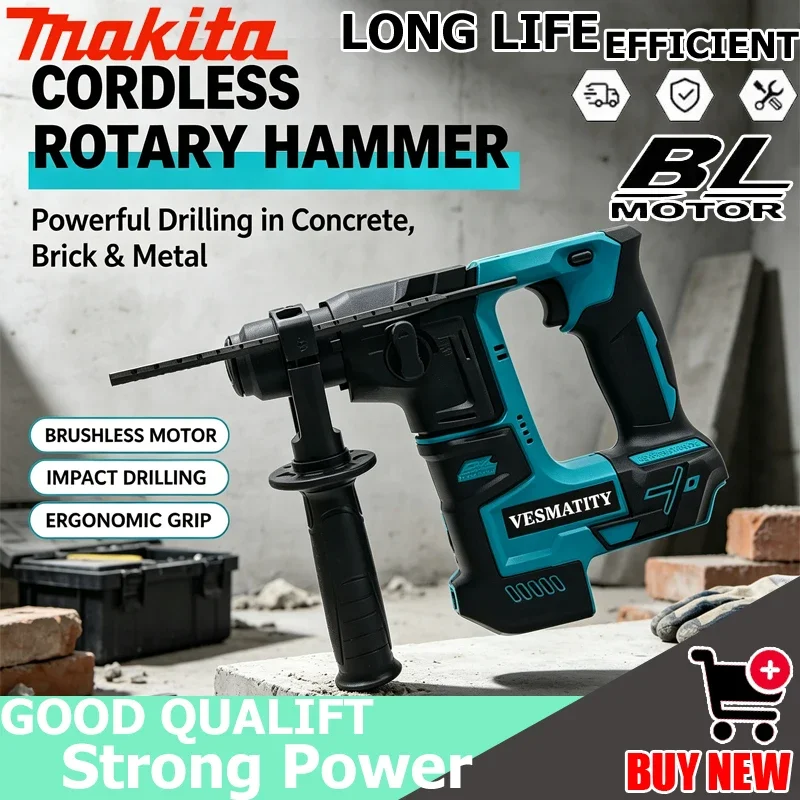 Makita 18V Brushless Cordless Rotary Hammer Lithium Rechargeable Wireless Drill Power Tool for Concrete, Masonry & Wall Drilling
