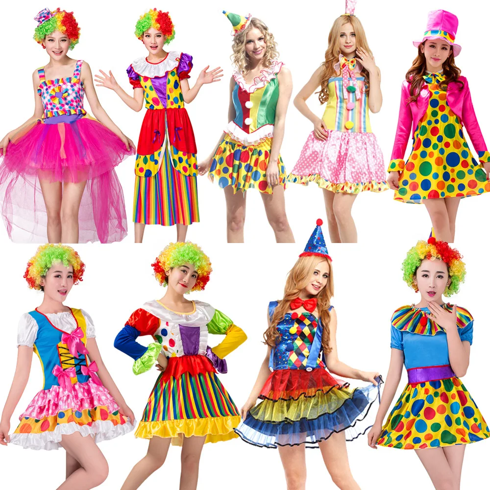 

Role-playing adult ugly clothing, women's clown clothes, performance costume, masquerade ball clothes, clown skirts, clown sets
