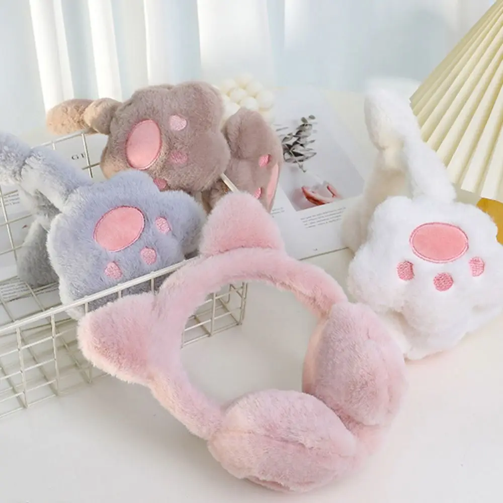 Soft Earcap Cat Plush Earmuffs Cat's Paw อุ่นน่ารักฝาครอบหูป้องกันความเย็น Anti-Wind หูอุ่นหญิง