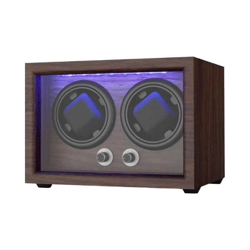 Silent motor LED watch winding machine Wooden watch box 4 rotation modes Elastic watch pillow storage box