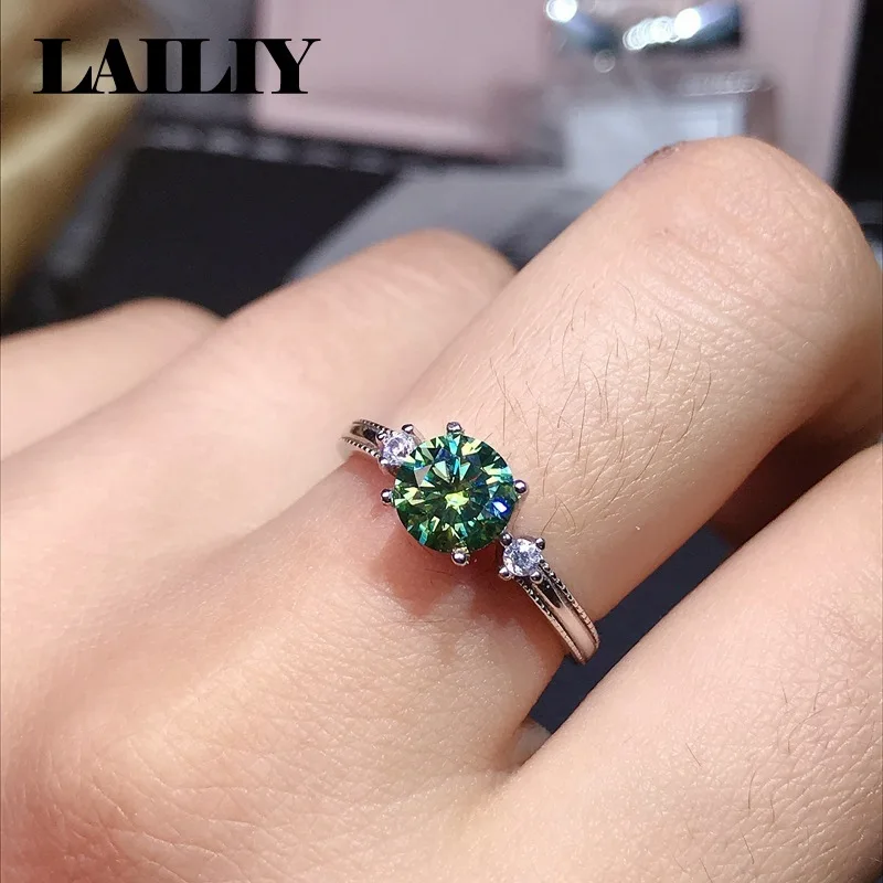 925 Sterling Silver Emerald Sparkling Eight Hearts and Eight Arrows 1 Carat Diamond Adjustable Ring for Women Jewelry