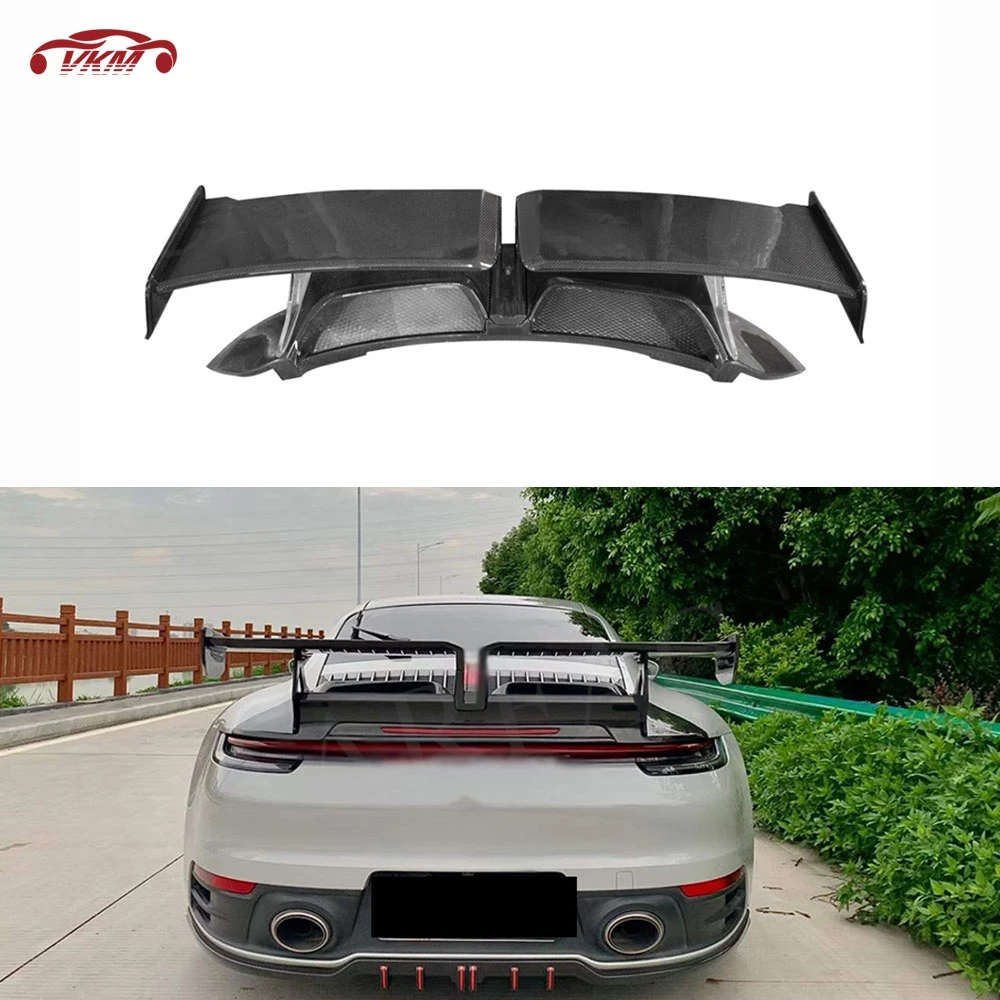 Car Rear Lip Spoiler FRP Rear Boot Spoiler Trunk Wing Carbon Fiber Body Kits Accessories for Porsche 911 992 External Decoration