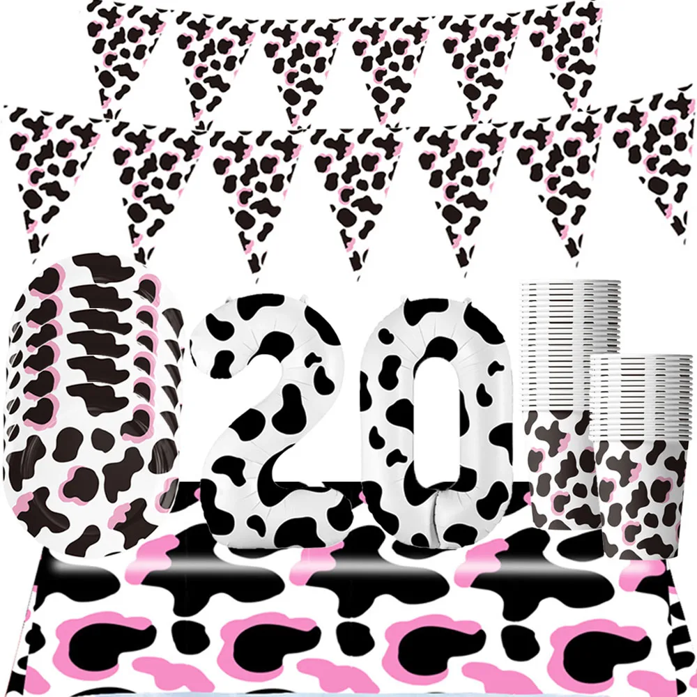 Вечеринка на тему животных, розовая корова, одноразовая посуда, тарелки, чашки, салфетки, баннерные цифры, 0-9, фольгированные шары, декор для дня рождения на ферме
