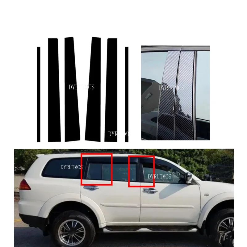 Gloss Black Pillar Posts Fit For Mitsubishi Pajero  Sport 2009-2011 2012 2013 2014 2015 Door Window Cover Silver Carbon