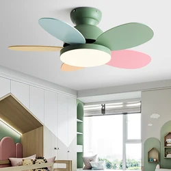 36/42inch 5 Wood Blade DC Motor Low Floor Ceiling Fan With 60W LED Light and Remote Control for Children's room daughter's room