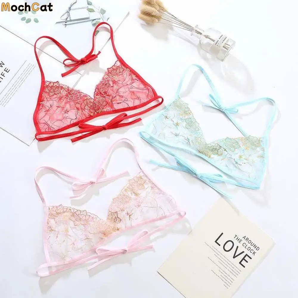 

Ultra-thin Adjustable Straps Hollow Flower Open Back Underwear Sexy Lingerie Embroidered Women's Bras