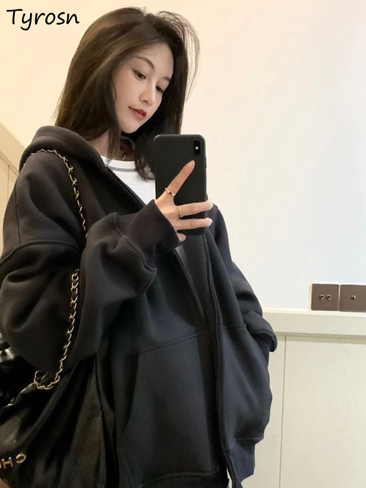 

Hoodies Women Simple Loose Prevalent Classic Ulzzang Streetwear All-match Students Daily Attractive Solid Popular Holiday Spring