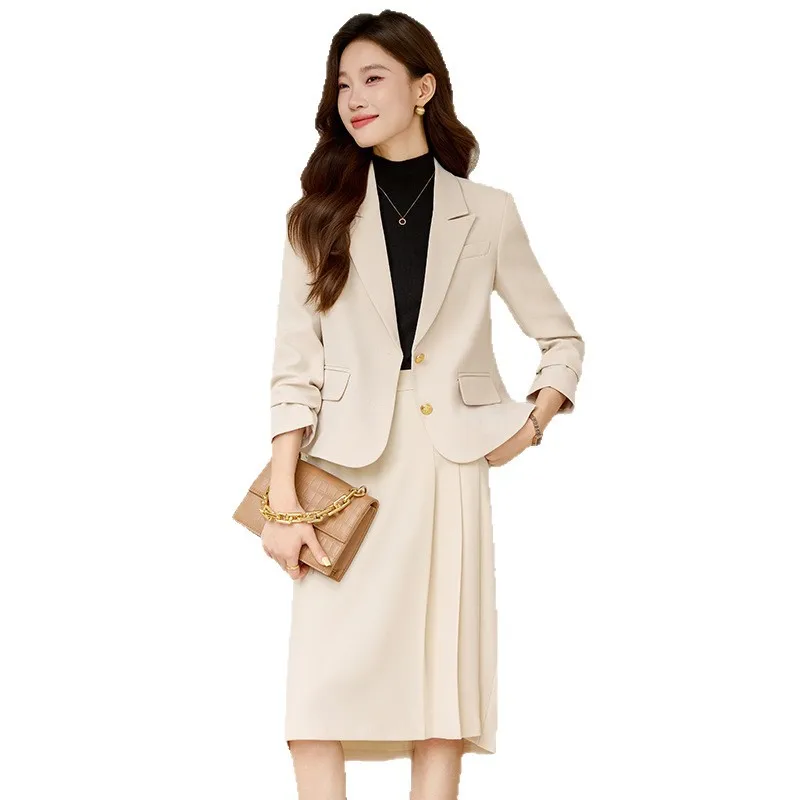 Elegant gray slimming long-sleeved suit for women2025New autumn high-end professional commuter versatile blazer