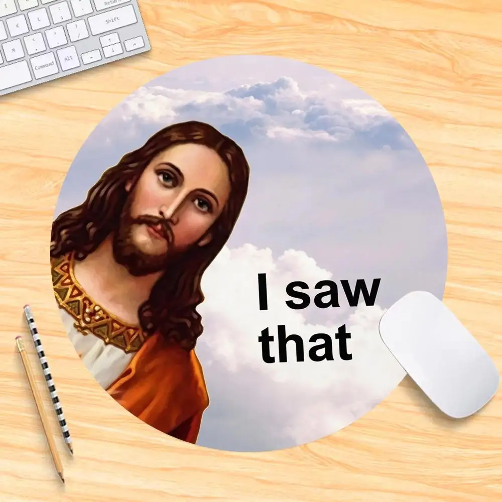Jesus I saw That Round Mouse Pad For Small Size Gaming Mouse Pad Gamer Company Keyboard Mouse Carpet Computer Desk Mat HYBXXC