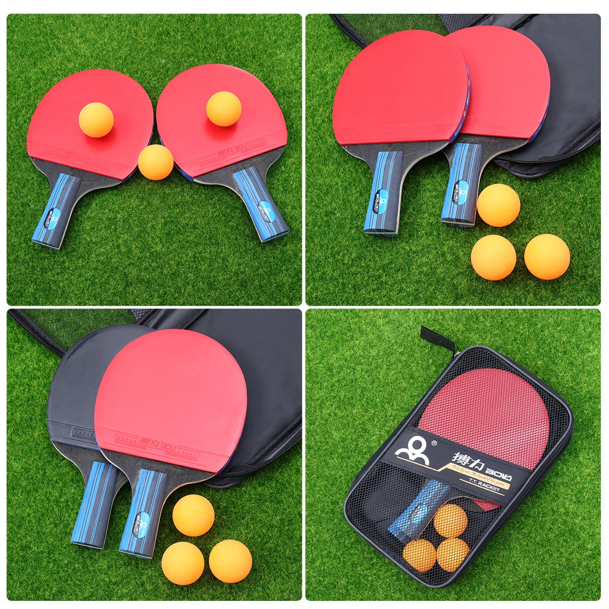 

2Pcs Professional Table Tennis Racket Set Strong Wood and Rubber Bats for Long-Term -Around Performance Short Handle