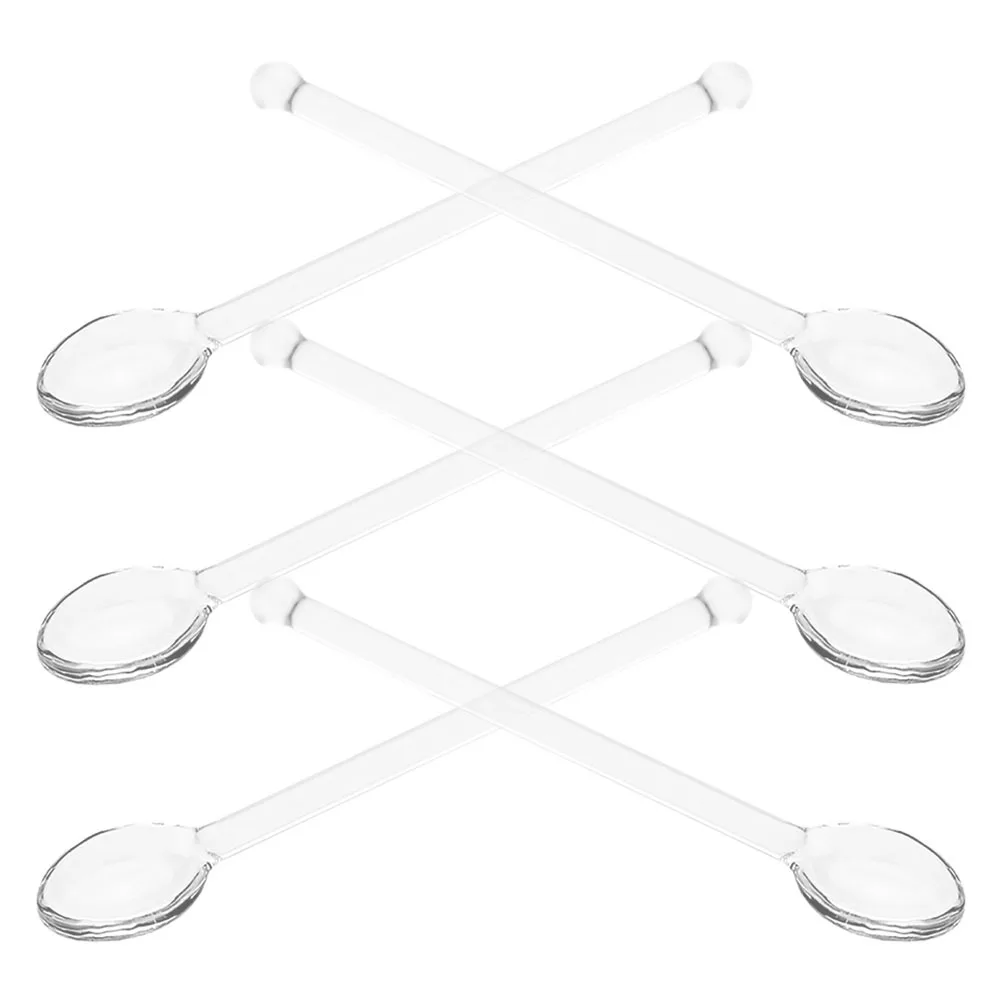 

6Pcs Transparent Glass Stirring Spoons Mini Coffee Espresso Tea Cocktail Dessert Crystal Mixing Spoons Party Glass Serving Spoon
