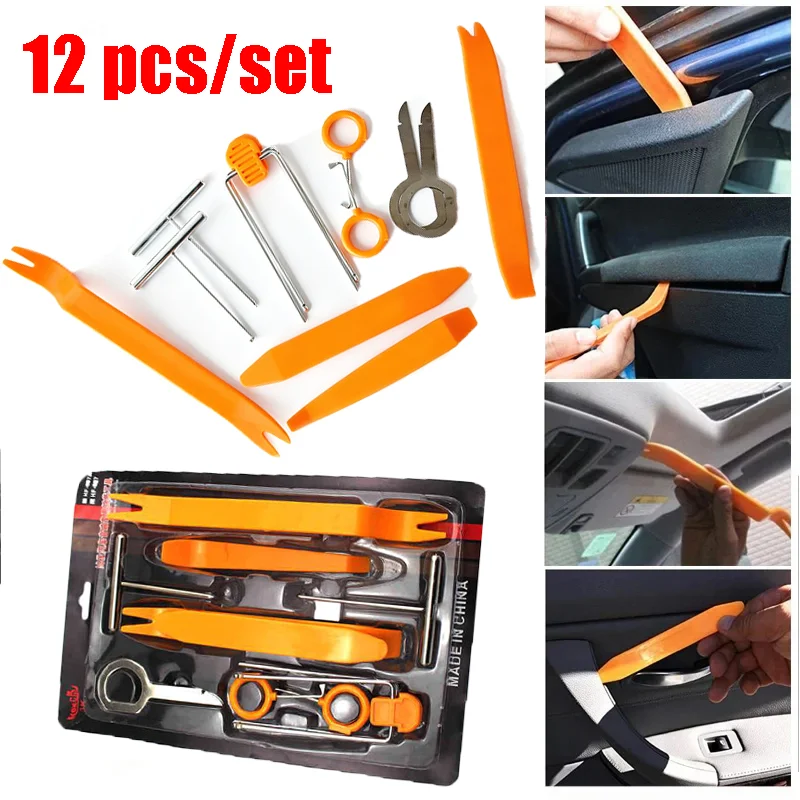 Car Interior Removal Tools, Plastic Pry Bars, Audio & Door Panel Disassembly Pry Tools, Clip Remover Crowbar for Auto Repair