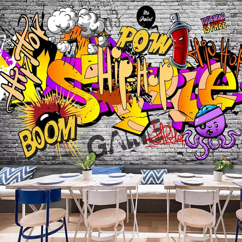 

Custom Photo Wallpaper 3D Graffiti Mural KTV Bar Background Wall Painting Restaurant Modern Creative Wall Papers For Walls 3 D