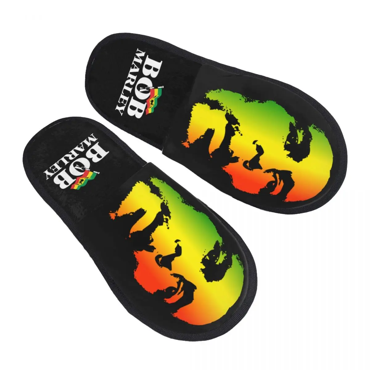 Custom Jamaica Singer Reggae Rock Bob Marley House Slippers Women Soft Memory Foam Shoes Cozy Warm Anti-skid Sole Slipper