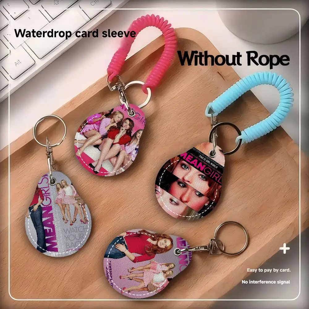 

Mean Girls Movie Leather Access Card Holder, Water Drop Keychain, Bus Card Elevator Induction Protective Cover