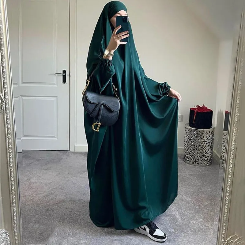 Muslim Abayas Kaftan Hooded Jilbab One-piece Prayer Ramadan Hijab Dress Women Islamic Women\'s Clothing Long Khimar