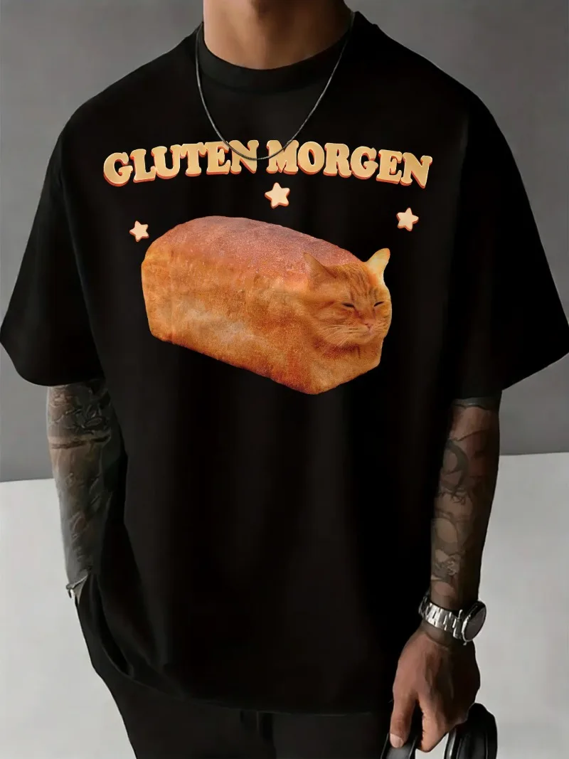 

Gluten Morgen Funny Cat Meme T-shirt Silly Cats Shirt Kitten Tee Gift for Cat Lovers Weird Shirts Clothes Brainrot Tops Tees
