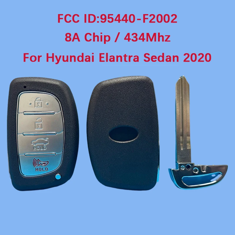 

CN020220 послепродажного обслуживания, 4-кнопочный смарт-ключ, дистанционный автоматический запуск, чип 8A, 433 МГц, FCC ID 95440-F2002 для Hyundai Elantra Sedan 4DR 2020