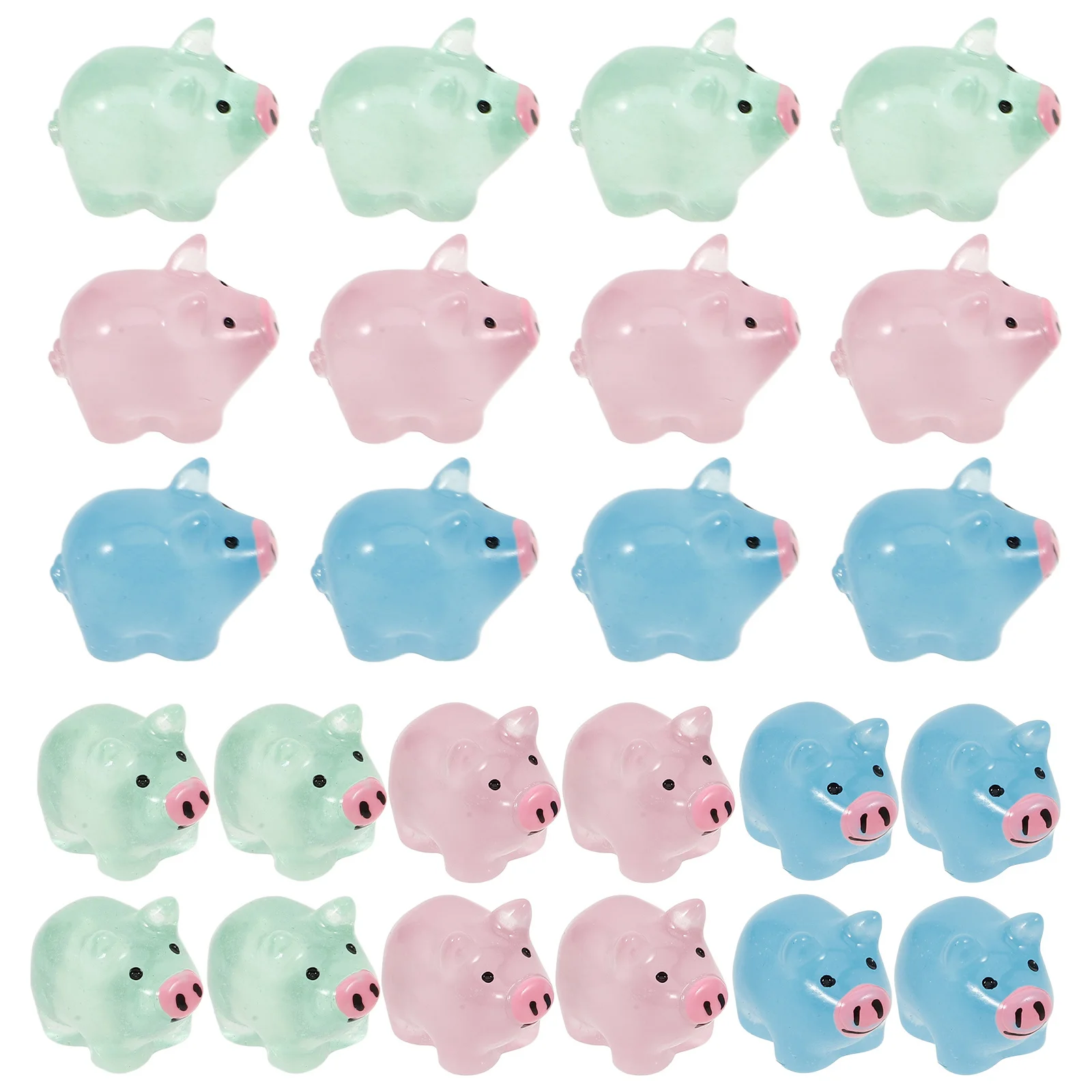 

50pcs Mini Pig Statue Resin Glow In The Dark Micro Landscape Decoration For Garden Lawn Flower Pot Miniature Animal Decor