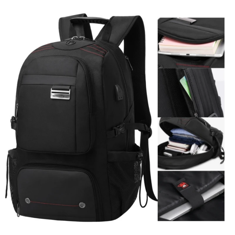 Homens 15.6 Polegada Expansível Laptop Mochila USB Carregamento Impermeável Notebook Mochila Viagem Mochila Escola Laptop Bag Para O Sexo Masculino