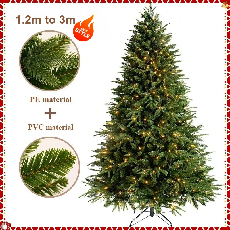 

PE+PVC Artificial Christmas Tree with Led Lights High-grade Encrypted Christmas Tree 1.2m To 3m Christmas New Year Decorations