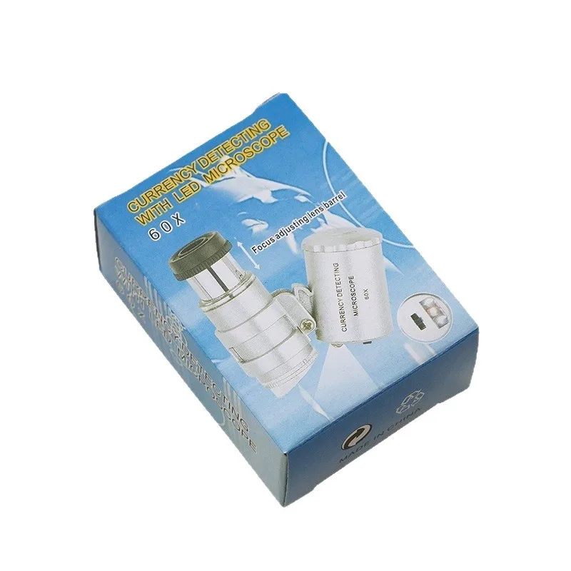 

Pocket Magnifying Glass Jeweler Magnifier 60x Jeweler Eye Loupe with LED UV Light Adjustable Focus Mini Microscope for Gem Coins