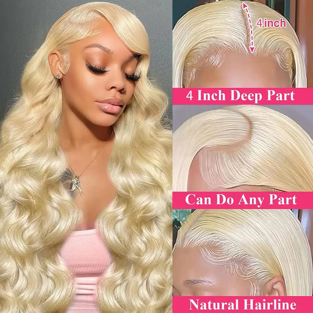 Lemoda 613 13x4 كامل الدانتيل أمامي باروكة من شعر طبيعي 200 الكثافة الجسم موجة HD شعر مستعار دانتيل شفاف قبل قطعها 15A عذراء شقراء