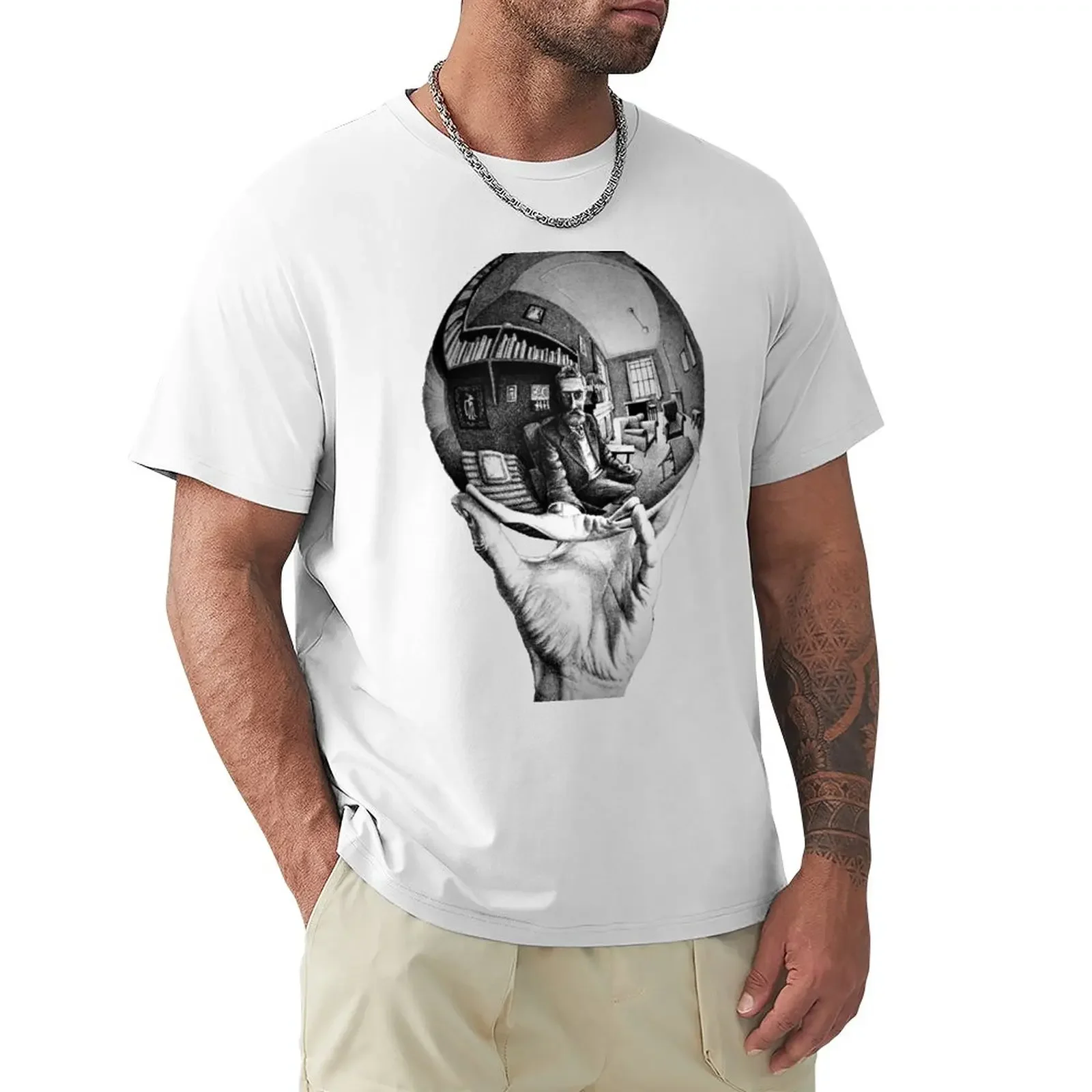 Escher - hand and crystal ball T-Shirt Blouse blacks mens plain t shirts