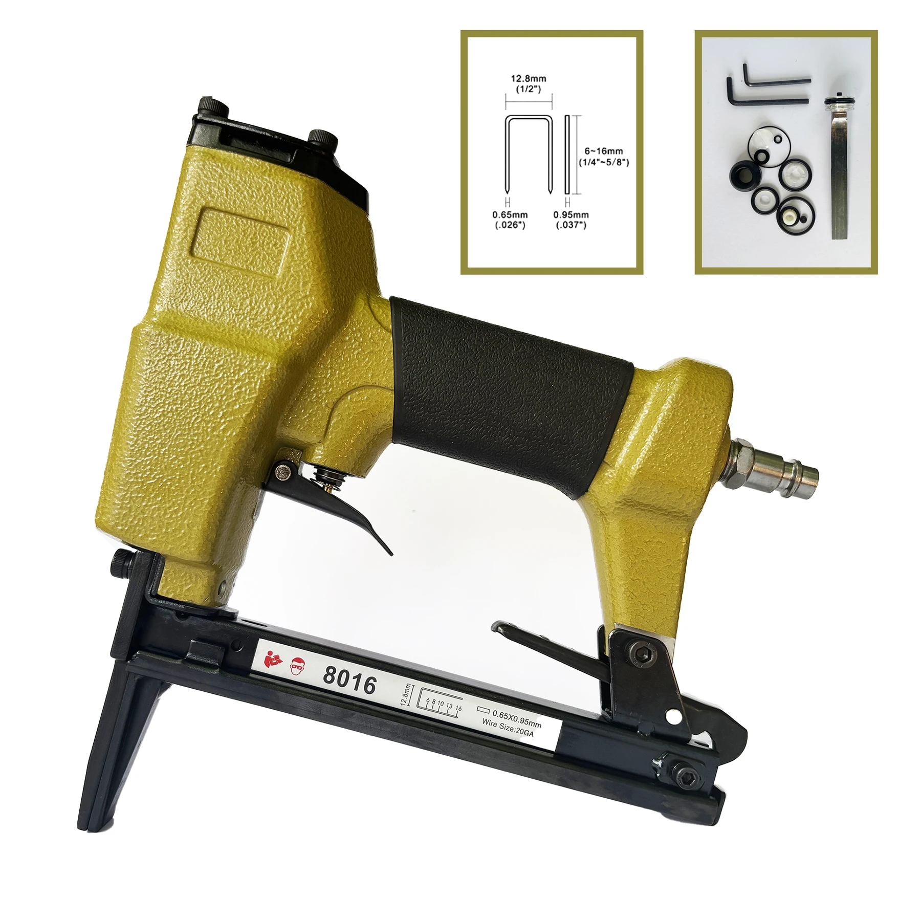8016 Pneumatic Stapler Gun with Long Nose for Fine Wire 80 Staples for Furniture Woodworking