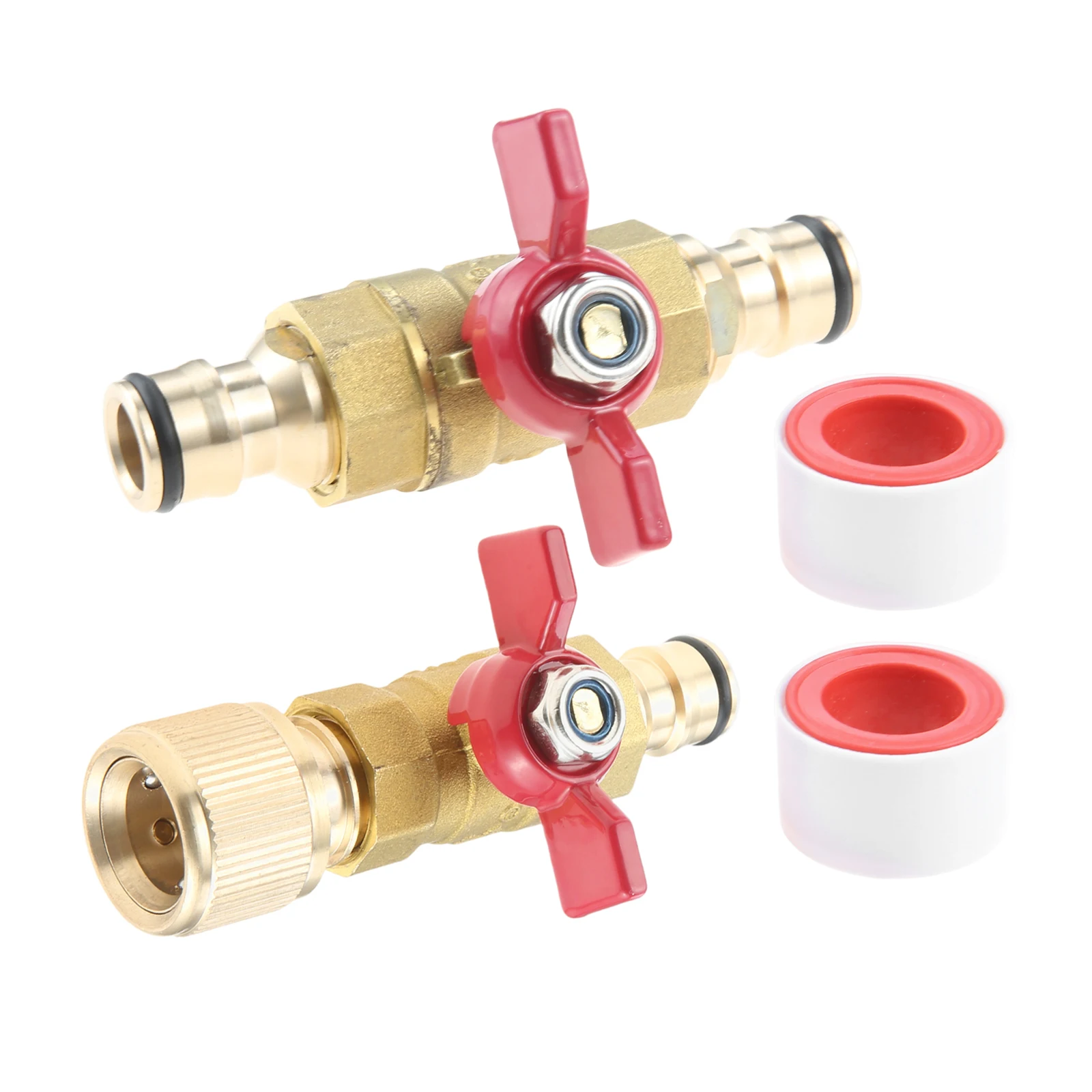 Quick Release in Line Shut Off Valve Tool Brass Connector with Control Valve for Join Garden Hose Pipe Tube Hose Reels and Tanks