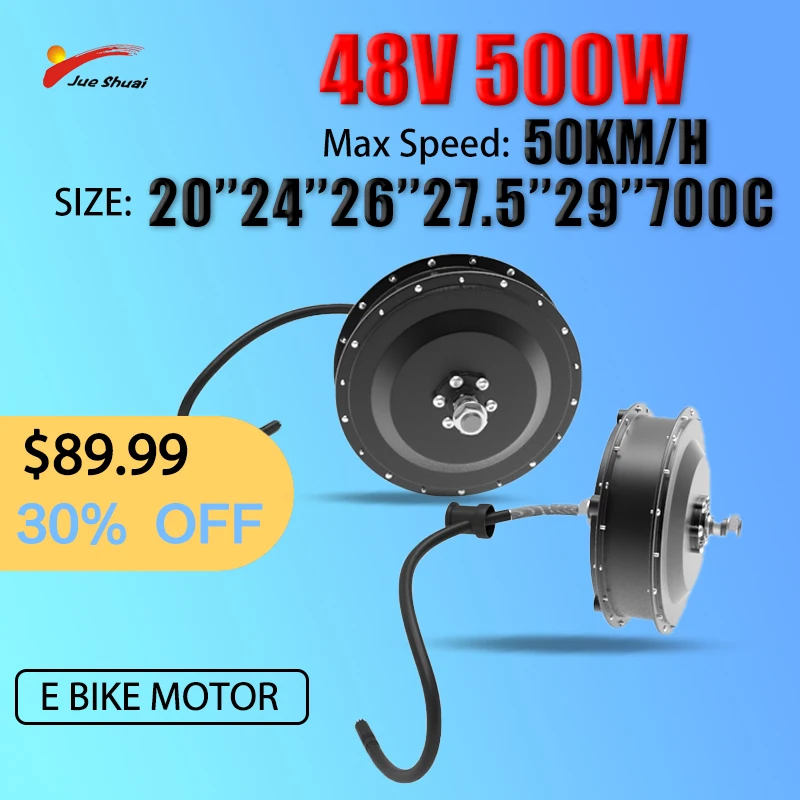 E Bike 48V 250-500W Brushless Hub Motor for Electric Bicycle Bike Wheel 20 24 26 27.5 29in 700C Rear Front Motor with 9 Pin