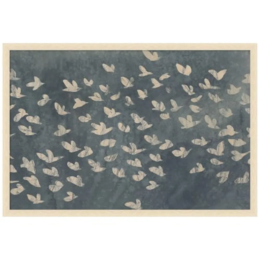 

Тканевая доска для заметок в рамке 38 x 26 Watermark Flock No. 1 печатная повседневная доска для заметок, которую можно использовать как доска для мечтаний или настенный органайзер.