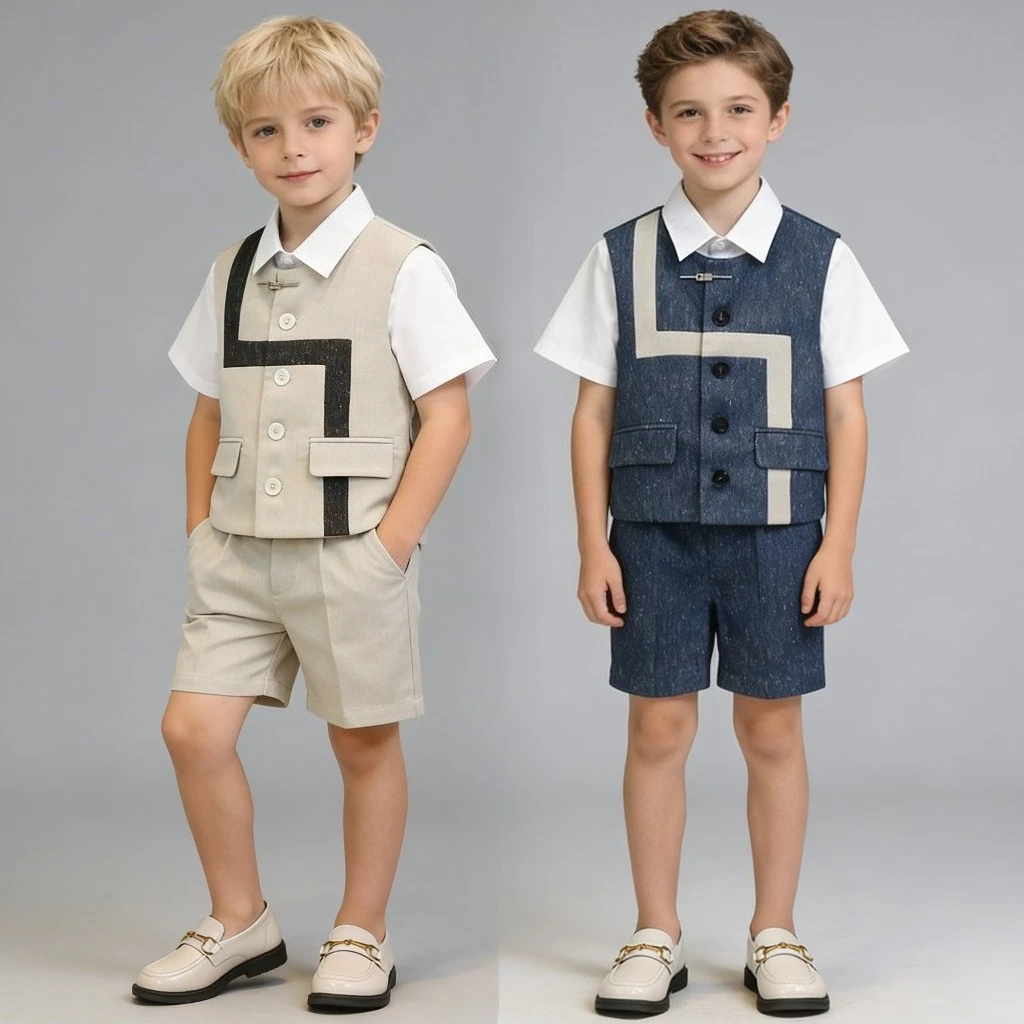 

Маленький джентльмен, комплект пиджаков на свадьбу, день рождения, летние шорты для маленьких мальчиков, синий элегантный формальный детский наряд для выступлений на фортепиано