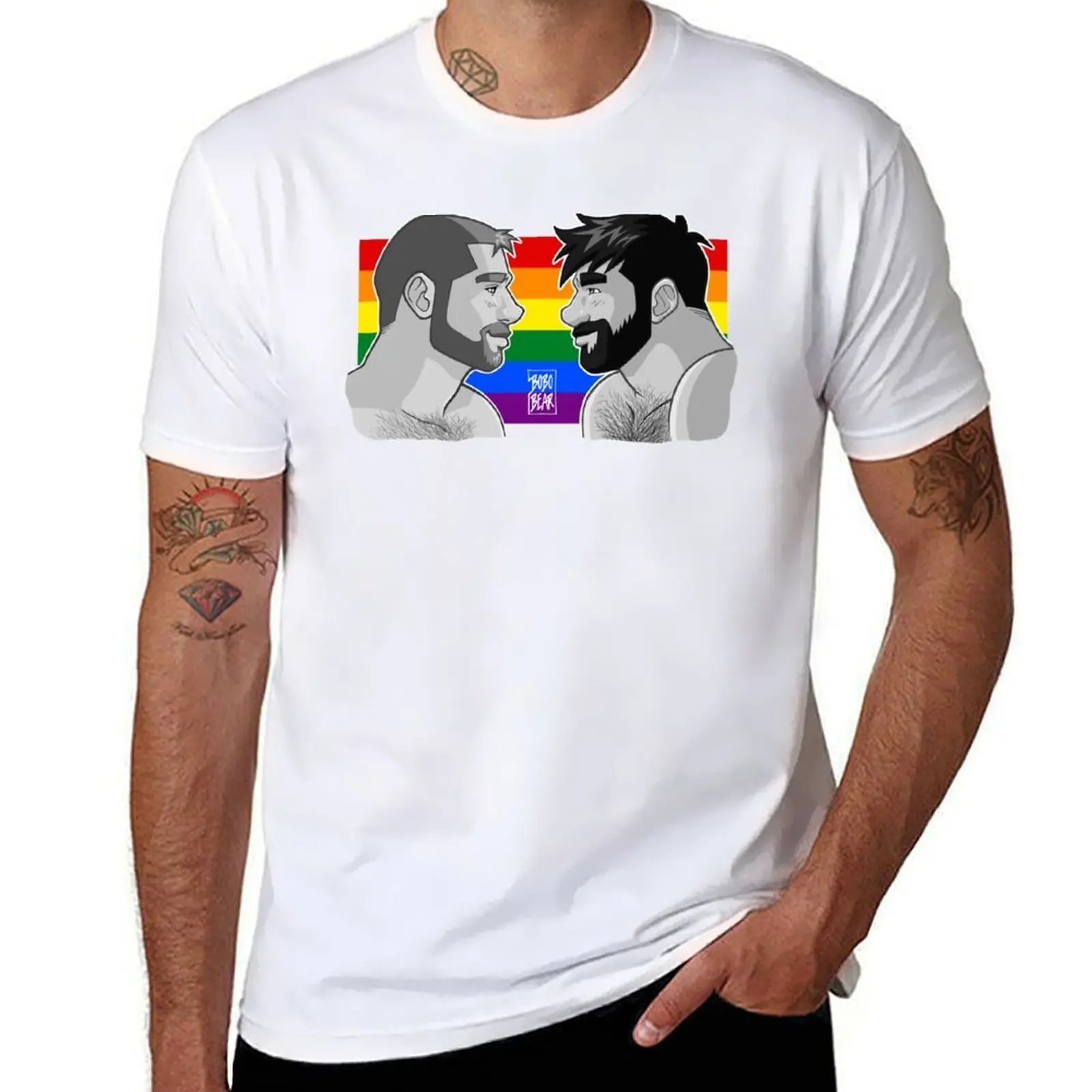 

ADAM + BEN - GAYPRIDE - BLACK/WHITE T-Shirt printed t shirts for man man t shirt heavy cotton T-Shirt