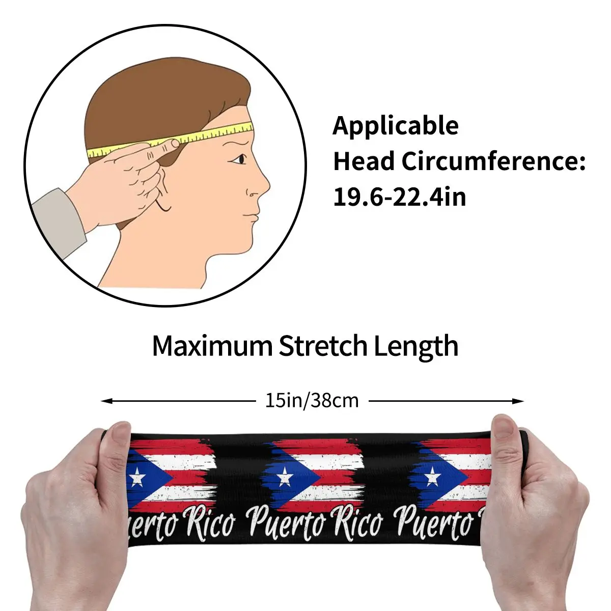 Headband Puerto Rico Flag Headwrap Hairband for Tennis Gym Fitness Headwear Hair Accessories