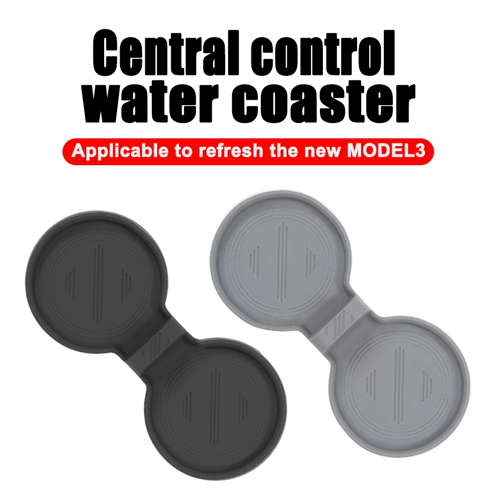 Auto Accessories For Tesla Model 3 Highland 2024 Cup Restrictor Center Control Cup Holder Silicone Pad Storage Coasters
