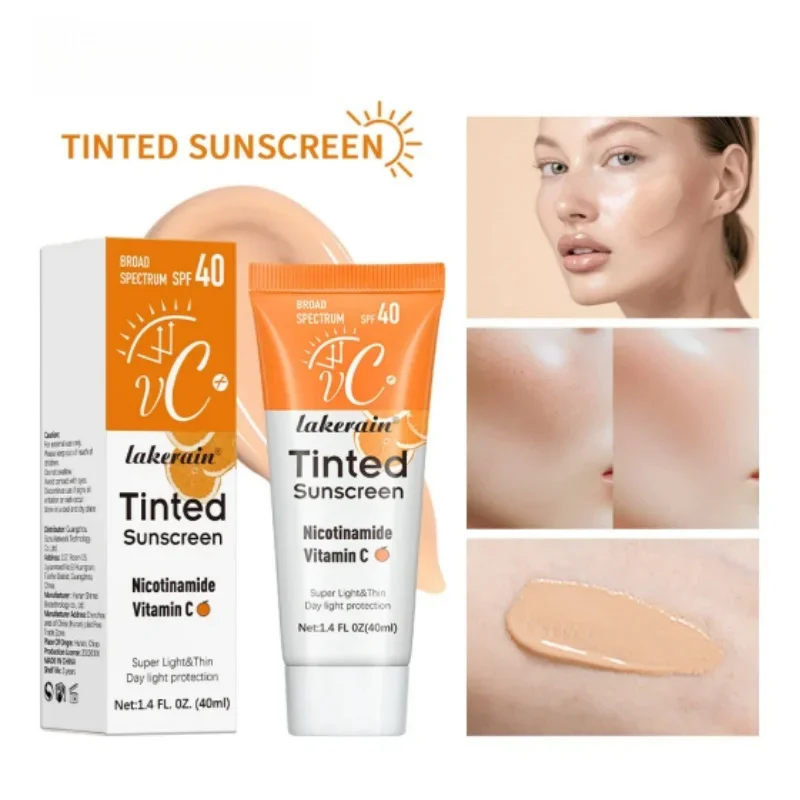 Vitamin C Tinted Sunscreen With SPF 40 Hydrating Mineral Sunscreen With Zinc Oxide & Titanium UV Protectio Dioxide Healthy Glow