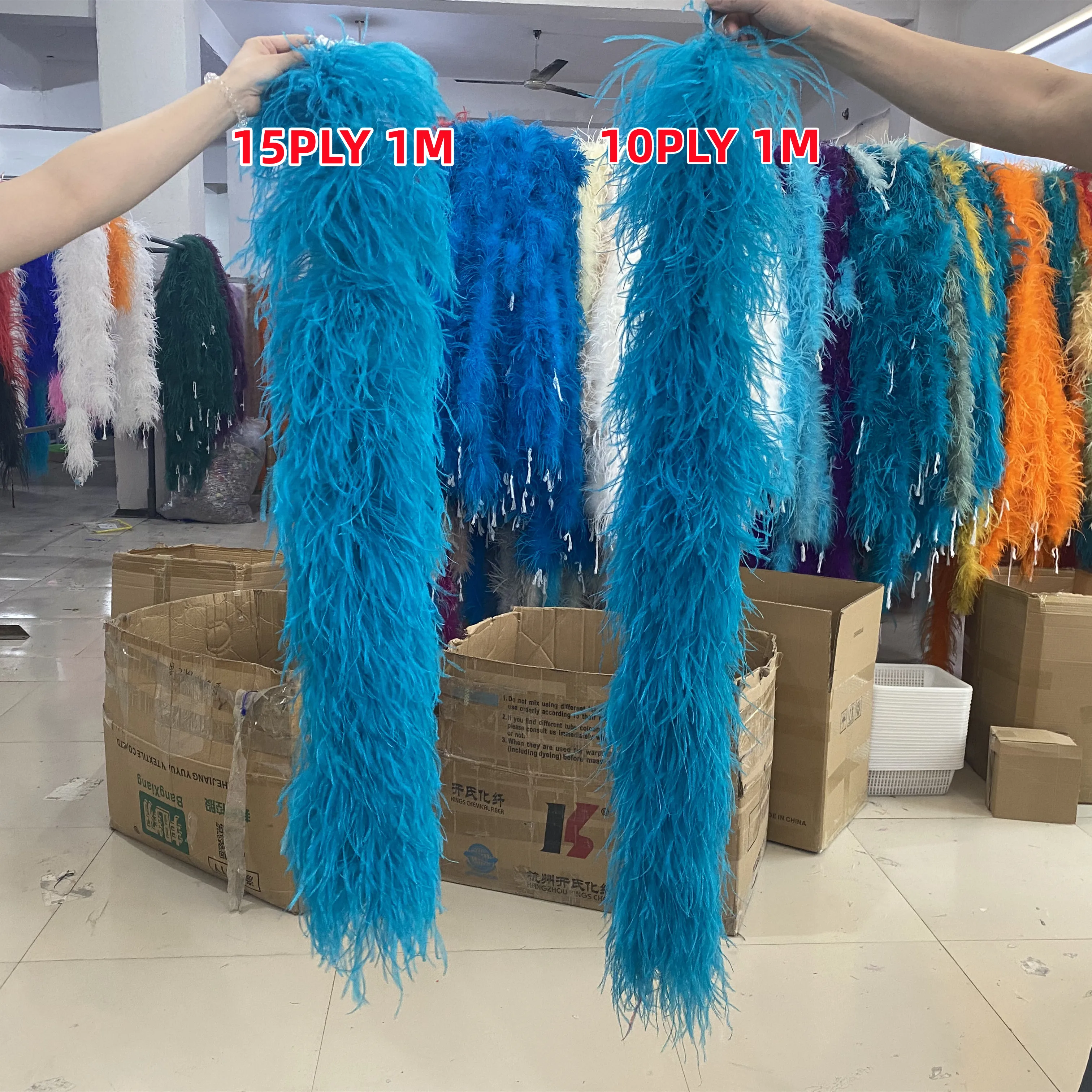 

High Quality 1 Meter Otrich Feather Boa Trims Vintage Fluffy White Ostrich Plumes for Wedding Dress Dcoration Boas 6 10 20Ply