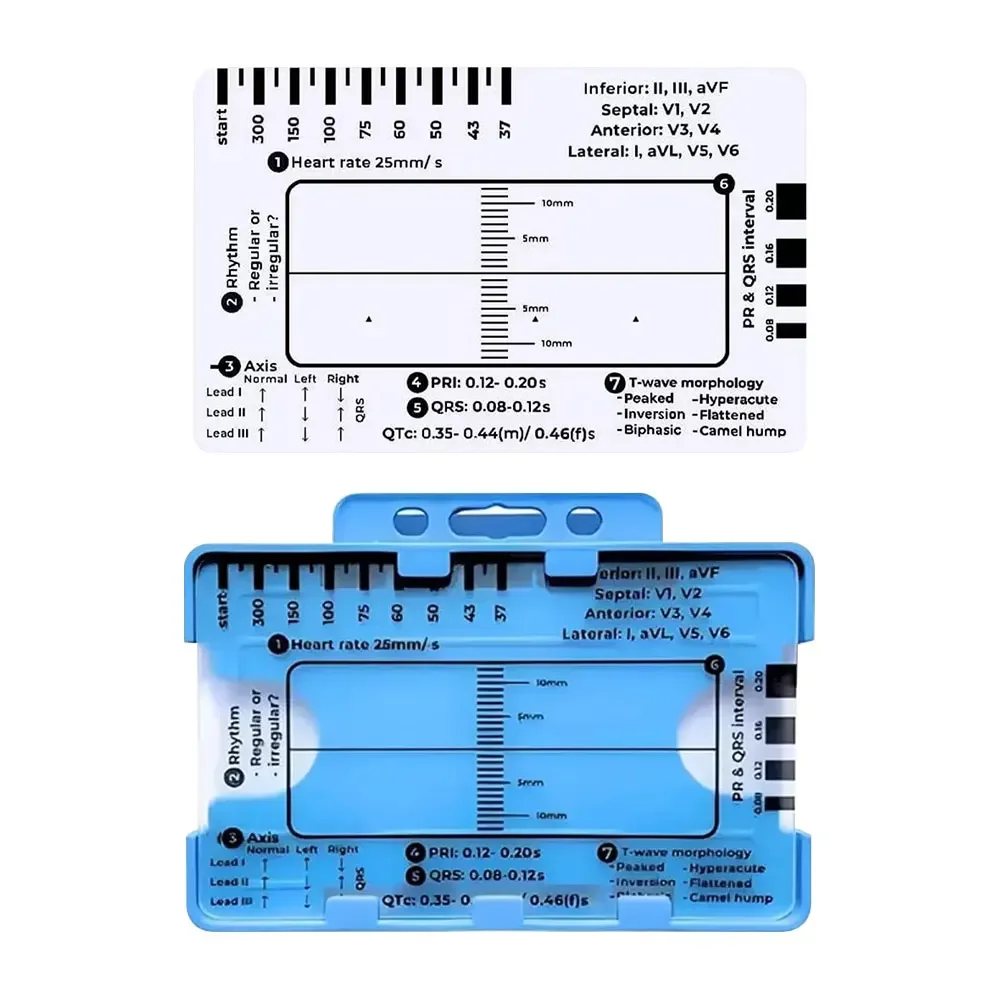 7 Step Ruler Ruler Plastic Ruler Measuring Tool for Ekg Interpretation Transparent Ekg Calipers Measuring Tool Easy Carry Ruler