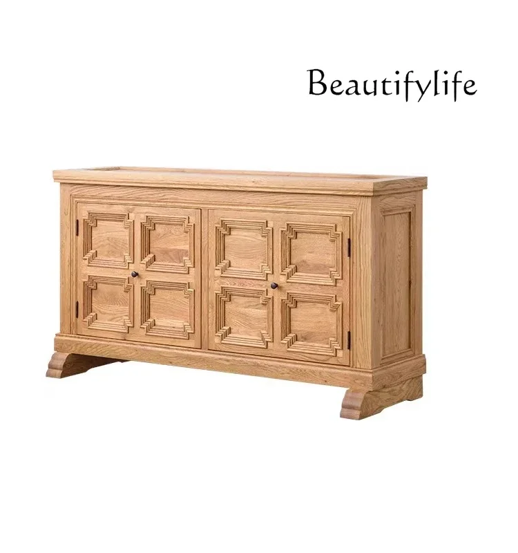 

Американский кантри, старый обеденный боковой шкаф из цельного дерева, трехдверный шкаф для хранения бревенpara casa e decoração