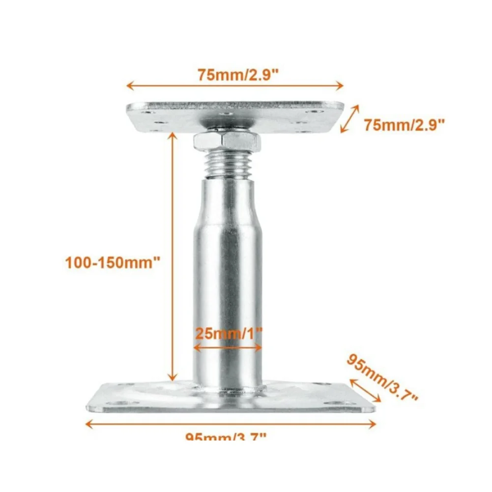 4pcs Steel Adjustable Support Frame 10-15cm Height for Outdoor Fence Wooden Deck Patio Canopy Log Cabin Gazebos