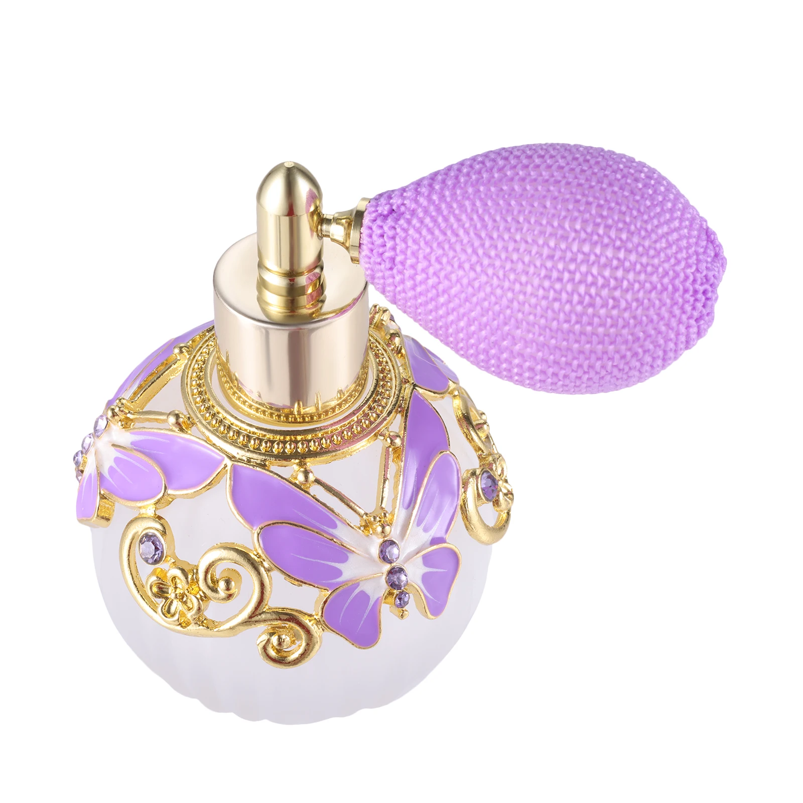 1pc Purple Butterfly Decor Bottle 50ml Perfume Airbag Spray Atomizer Handmade Home Ornament Retro Decorative Dresser Bathroom