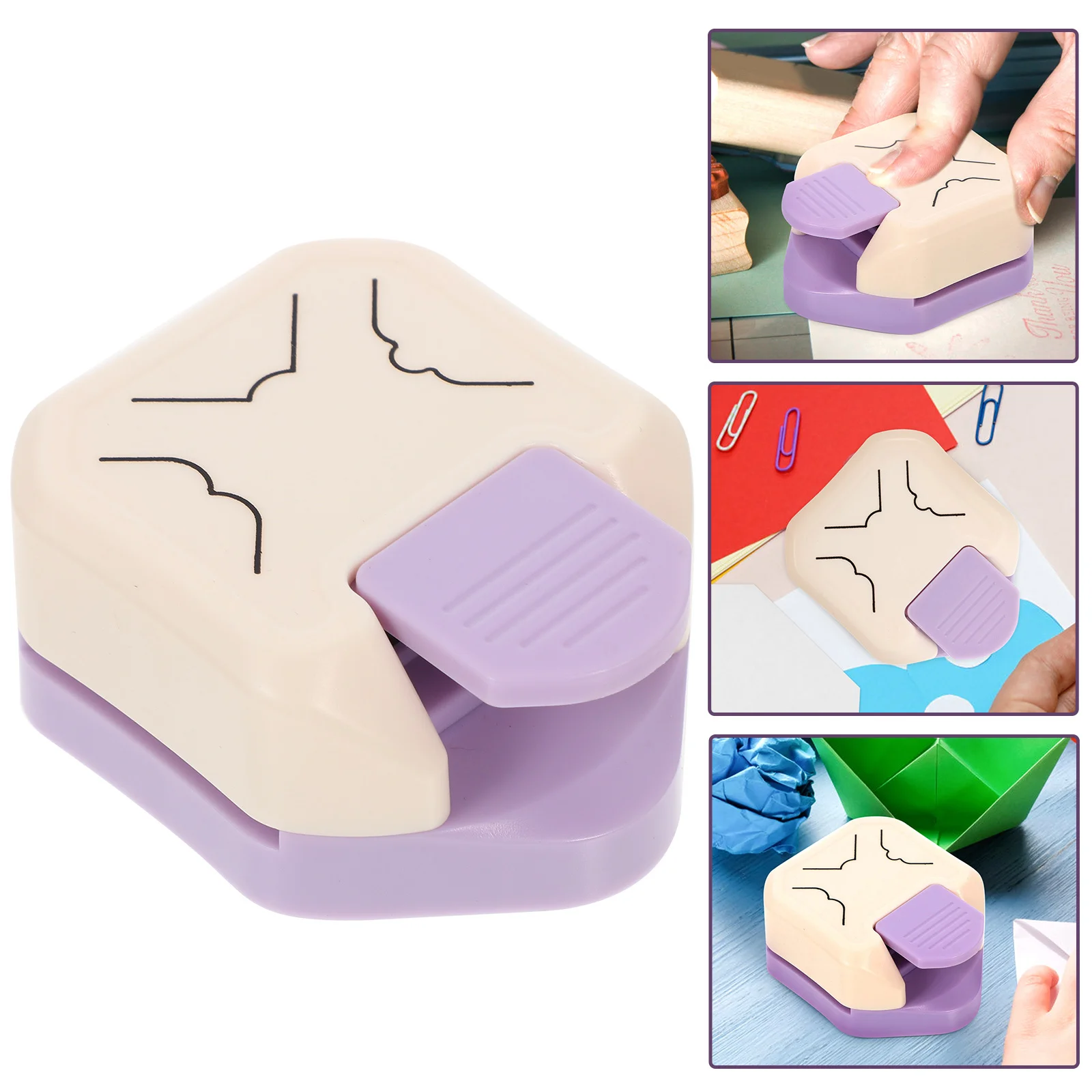1pc Maker 3-In-1 Paper Punch For Diy Crafts Scrapbooking Card Making Rounded Edge Paper Punch For Crafting Tool Craft Puncher
